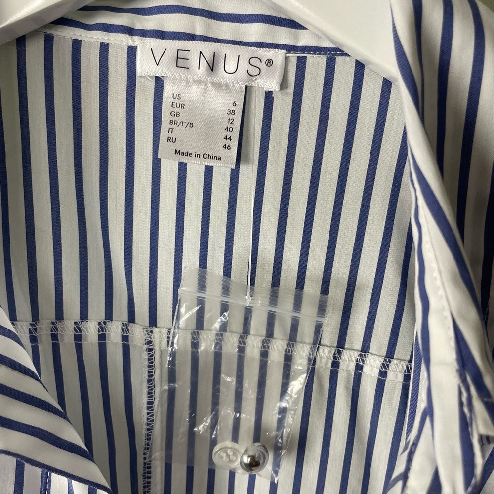 🆕 Blue & White Striped Shirt Dress with Liner / Size 6 - Picture 7 of 9